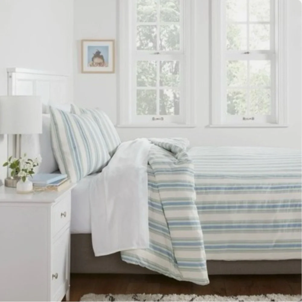 Room Essentials ONE PIECE Striped Cotton Blend Duvet Cover (shams NOT included)